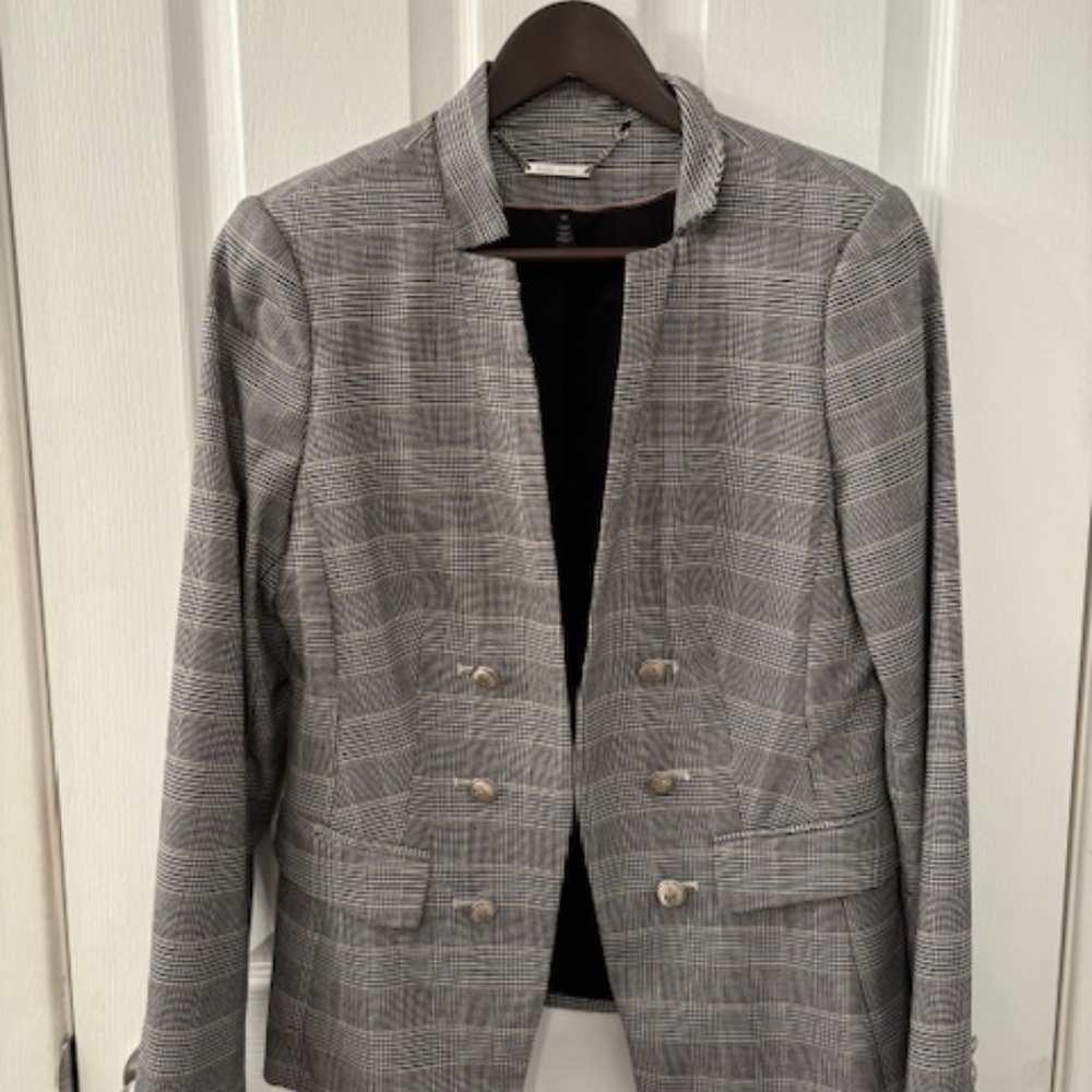 WHBM - Double Breasted Plaid Pattern Jacket